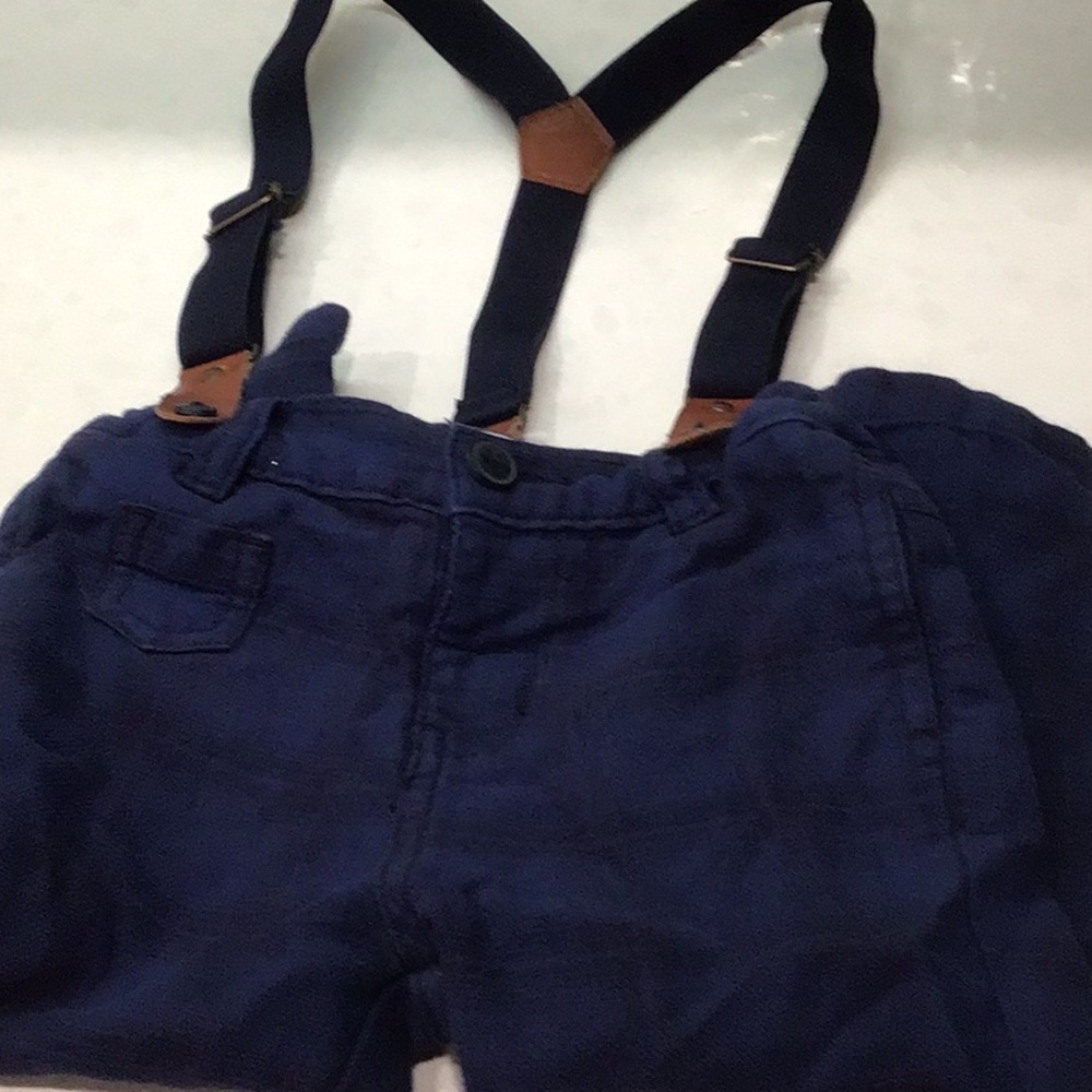 Navy Blue Kids Bottoms with Suspenders